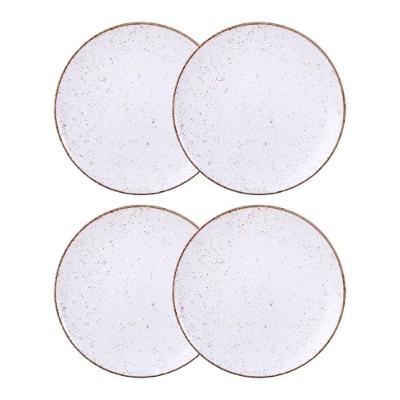 Jogo De Pratos Rasos Grande Rústico 4 Peças 28cm Porcelana Tramontina
