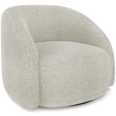 Poltrona Decorativa Giratória Angelina M03 Bouclê Bege Claro - Lyam Decor