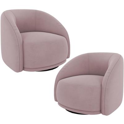 Kit 02 Poltronas Decorativas Giratória Angelina M03 Veludo Rosê - Lyam Decor