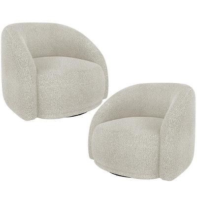 Kit 02 Poltronas Decorativas Giratória Angelina M03 Bouclê Bege Claro - Lyam Decor