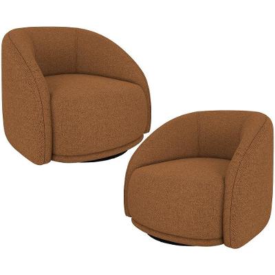 Kit 02 Poltronas Decorativas Giratória Angelina M03 Linho Telha - Lyam Decor