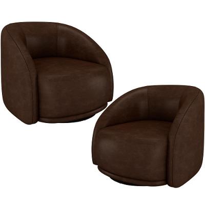 Kit 02 Poltronas Decorativas Giratória Angelina M03 Couríssimo Marrom - Lyam Decor