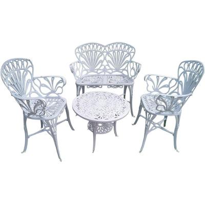 Conjunto De Jardim Modelo Primavera Mesa 2 Cadeiras E Namoradeira Branco