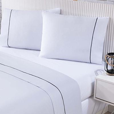 Jogo De Cama Lençol 100% Algodão Percal 150 Fios Queen Gran Moratta 4 Peças Branco E Cinza