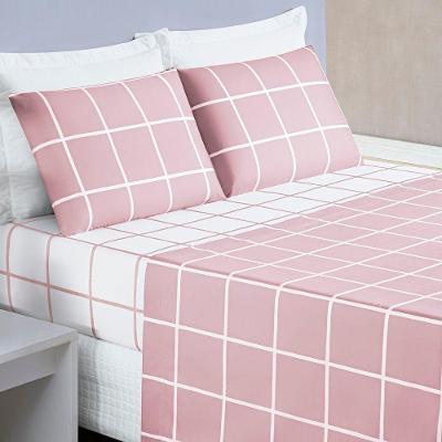 Jogo De Cama Com Lençol De Cima 200 Fios Austin Queen 04 Peças Rosa