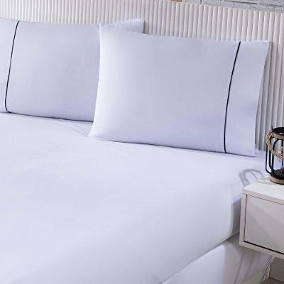 Jogo De Cama Lençol 100% Algodão Percal 150 Fios Casal Gran Moratta 3 Peças Branco E Cinza