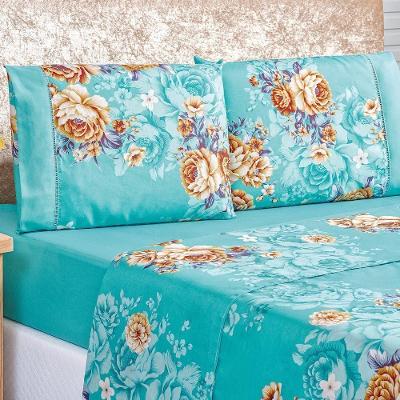 Jogo De Cama Estampado Micropercal 200 Fios Naturale Solteiro 03 Peças Jasmine