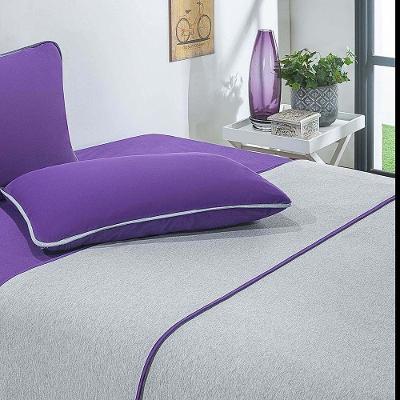 Jogo De Cama Malha Lençol 100% Algodão Urbano 4 Peças King Roxo-mescla