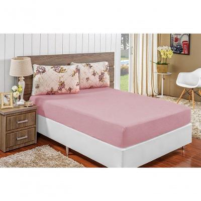 Jogo De Cama Malha Casal Quality 03 Peças Rosê