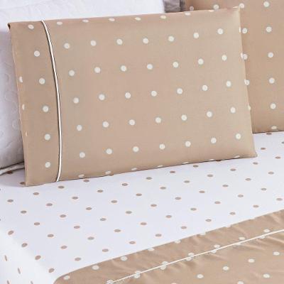 Jogo De Cama Lençol 200 Fios Petit Poá Queen 04 Peças Caqui