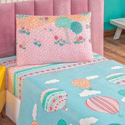 Jogo De Cama Lençol Bouti Infantil Kids Solteiro 03 Peças Balão