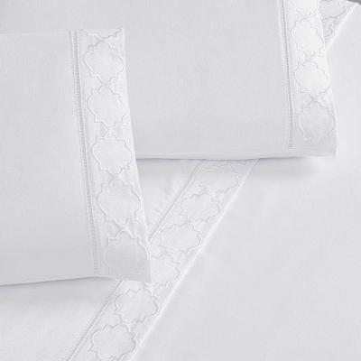 Jogo De Cama 300 Fios Bordado Queen Infinity 04 Peças Branco