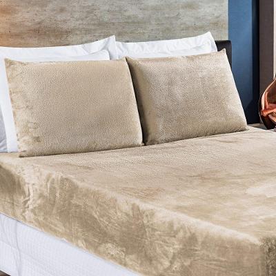 Jogo De Cama Solteiro Biasoft Manta Flannel 2 Peças Cáqui