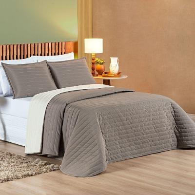 Cobre Leito 200 Fios Dupla Face King Colors 03 Peças - Camafeu / Palha