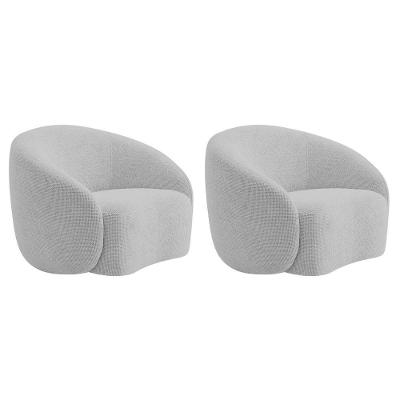 Kit 02 Poltronas Orgânica Luxo Recepção Amore Linho Cor Cinza Claro