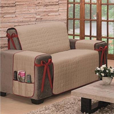 Protetor De Sofá Dupla Face Premium 2 Lugares King - Vermelho/cáqui