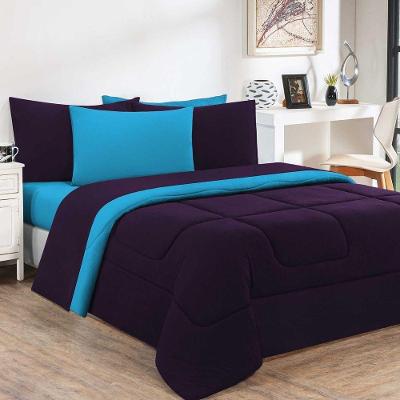Edredom Malha 100% Algodão Gran Moratta 1 Peça Casal - Roxo -azul Turquesa