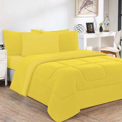 Kit Edredom Malha 100% Algodão Gran Moratta 3 Peças Queen - Amarelo-amarelo