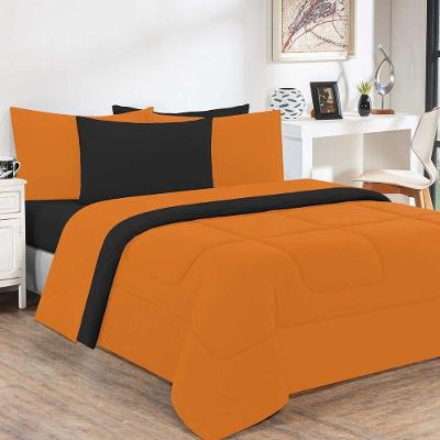 Kit Edredom Malha 100% Algodão Gran Moratta 3 Peças King - Laranja -preto