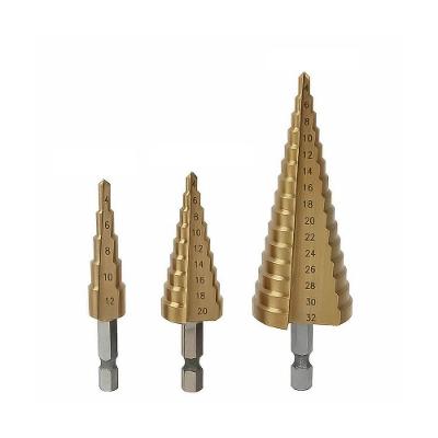 Kit 3 Brocas Escalonadas Profissional Titânio Hss 12-32mm