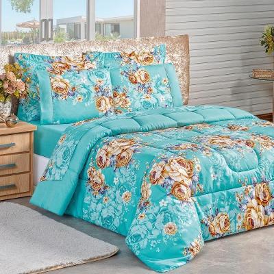 Kit Edredom Estampado Micropercal 200 Fios Naturale Casal 03 Peças Jasmine