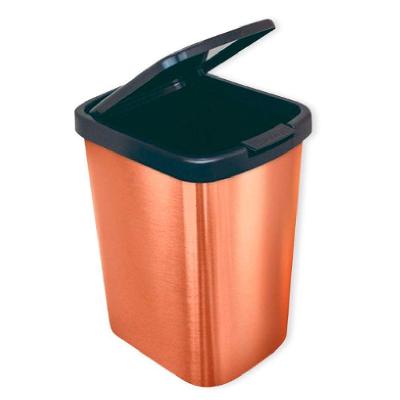 Lixeira Com Click Label Metalizado Bronze Rose - 9 Litros