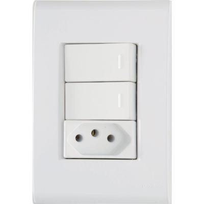 Conjunto 4x2 Com 2 Interruptores Simples 10 A 250 V E 1 Tomada 2p+t 20 A 250 V Tramontina Liz Branco