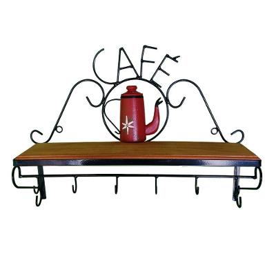 Prateleira De Café Porta Tempero 60cm Tema Bule Vermelho Sudeste Rústico