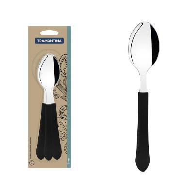 Colheres De Mesa Tramontina Leme Com Laminas Em Aço Inox E Cabos De Polipropileno Preto 3 Peças