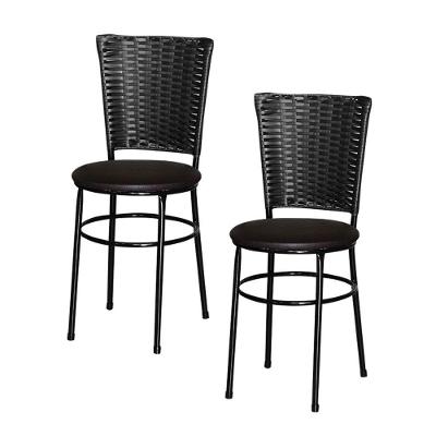 2 Cadeiras Para Cozinha Preta Hawai Preto Cor:marrom