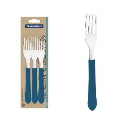Garfos De Mesa Tramontina Leme Com Laminas Em Aço Inox E Cabos De Polipropileno Azul Oceano 3 Peças