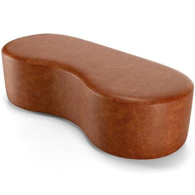 Puff Decorativo Orgânico Para Living Quarto 140cm Orbit W01 Couríssimo Camel - Lyam Decor