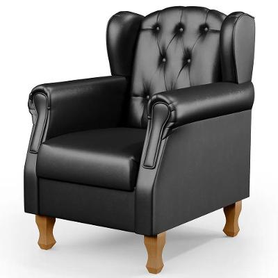 Poltrona Decorativa Para Sala De Estar Yara P02 Couríssimo - Lyam Decor Preto Brilho