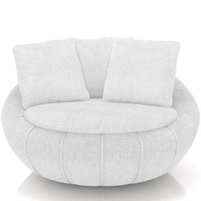 Poltrona Giratória Para Sala De Estar Decorativa Kira M03 Bouclê Branco - Lyam Decor