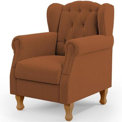 Poltrona Decorativa Para Sala De Estar Yara P02 Bouclê Terracota - Lyam Decor