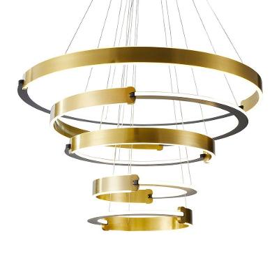 Lustre Pendente Nordecor Uoli 2575 Preto - Ouro Fosco Led Bivolt