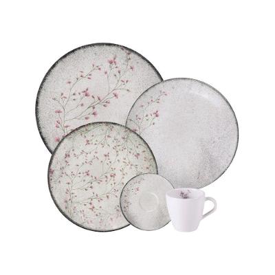 Aparelho De Jantar Tramontina Floralis Em Porcelana Decorada 20 Peças Tramontina