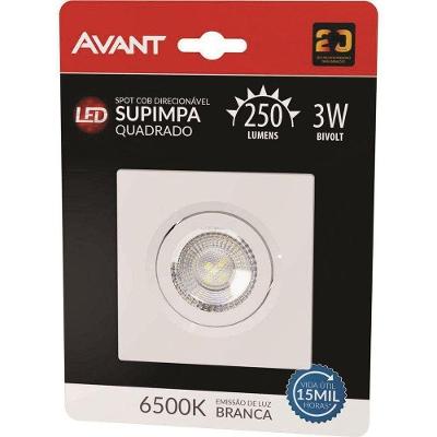 Spot Led Embutir Quadrado 3w Direcionável 6500k Luz Branca Avant