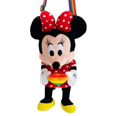 Mini Bolsa Pelúcia Minnie Coração Arco-íris 20cm - Disney