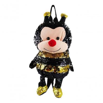 Mini Mochila Creche Escolinha Lantejoulas Abelha 27x10x24 - Pelúcia