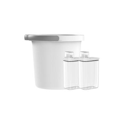 Kit Lavandeira Flow Com 02 Dispenser De Sabão 2,3 L Branco + 01 Balde 8,5 L Branco Ou