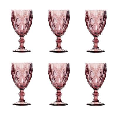 Conjunto De Taças De Vidro Para água 6 Peças 325 Ml Diamonds Rosa Lyor