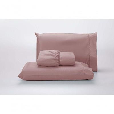 Jogo Lençol 400 Fios Ponto Palito Cama King 3pçs Poliéster - Rose.