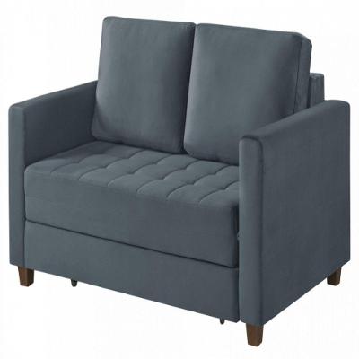 Sofá Cama Marcelle 2 Lugares 150 Casal Veludo Paris Pés De Madeira Talento Móveis Grafite Com Castanho