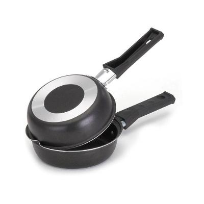 Frigideira Dupla Antiaderente Com Cabo De Baquelite Cor:preto