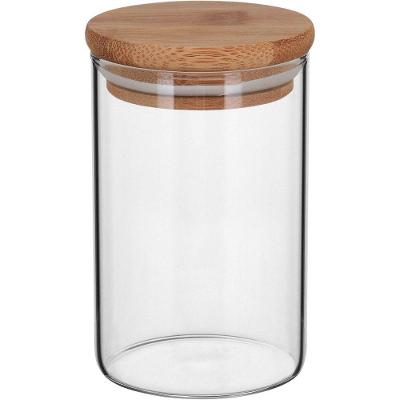 Pote Com Tampa Bambu Borossilicato 200ml 10x6x6cm Transparente