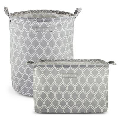 Conjunto De Cesto Para Roupa-brinquedo E Cesto Organizador Retangular Cinza - Listrada
