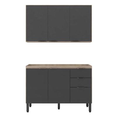 Cozinha Modulada Firenze Fi0009 Avena Grafito - Demóbile