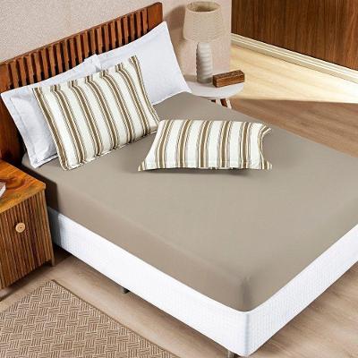 Jogo De Cama 100% Algodão Marin Casal Padrão 03 Peças Caqui