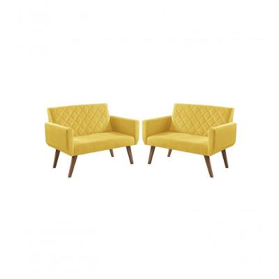 Kit 2 Poltronas 2 Lugares Braço Anabelle Unidecor Amarelo